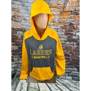 Fanatics NBA Los Angeles Lakers Hoodie Large Pullover Basketball Gold Gray‎